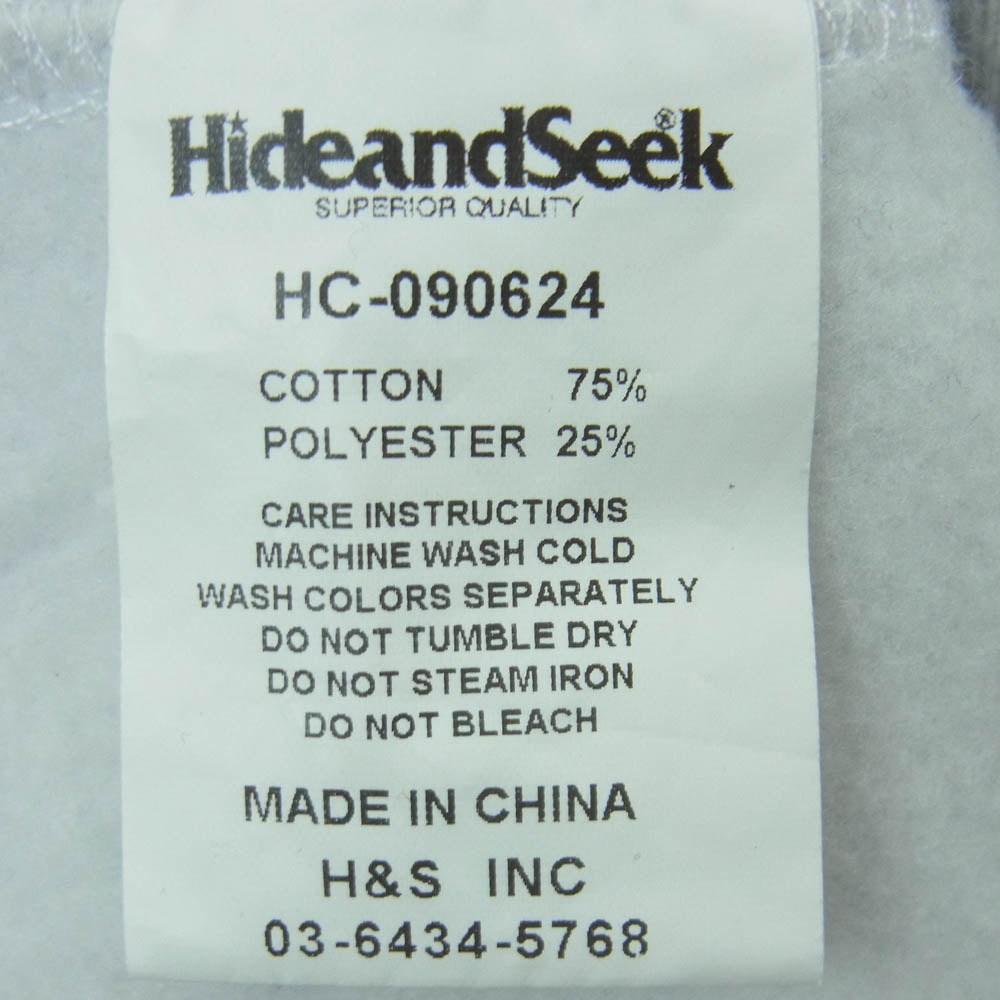 HideandSeek ハイドアンドシーク 24AW HC-090624 Logo Hooded Sweat Shirt ロゴ フーデッド スウェットシャツ パーカー フーディー ライトグレー系 L【新古品】【未使用】【中古】
