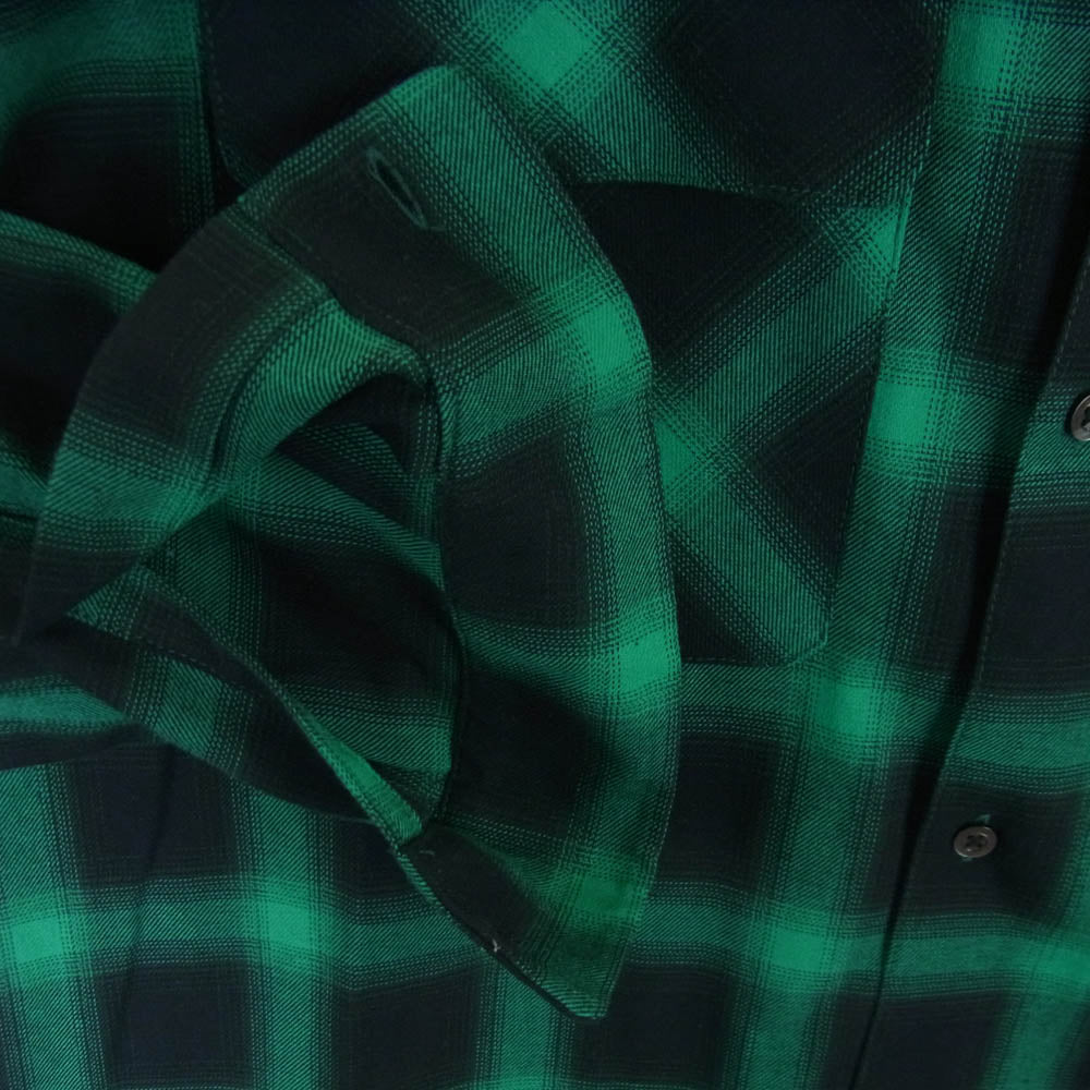 HideandSeek ハイドアンドシーク 23AW HS-080223 OMBRE CHECK SHIRT オンブレ チェック ロングスリーブ 長袖 シャツ グリーン系 ブラック系 L【新古品】【未使用】【中古】