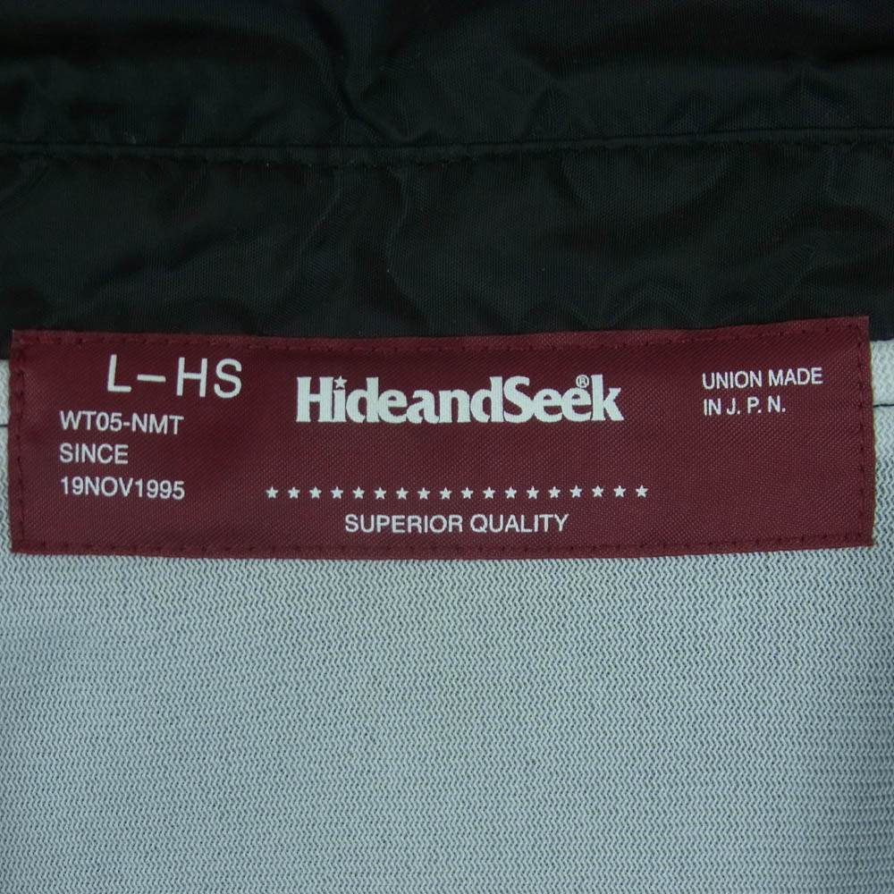 HideandSeek ハイドアンドシーク HJ-FS1201 フロント バック ロゴ プリント コーチ ジャケット ブラック系 L【新古品】【未使用】【中古】