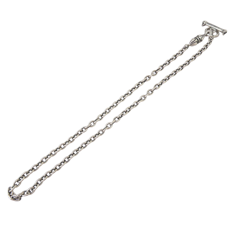 GABOR ガボール inc USA スモールヌードル スカルTバー チェーン ネックレス 50cm シルバー系【中古】