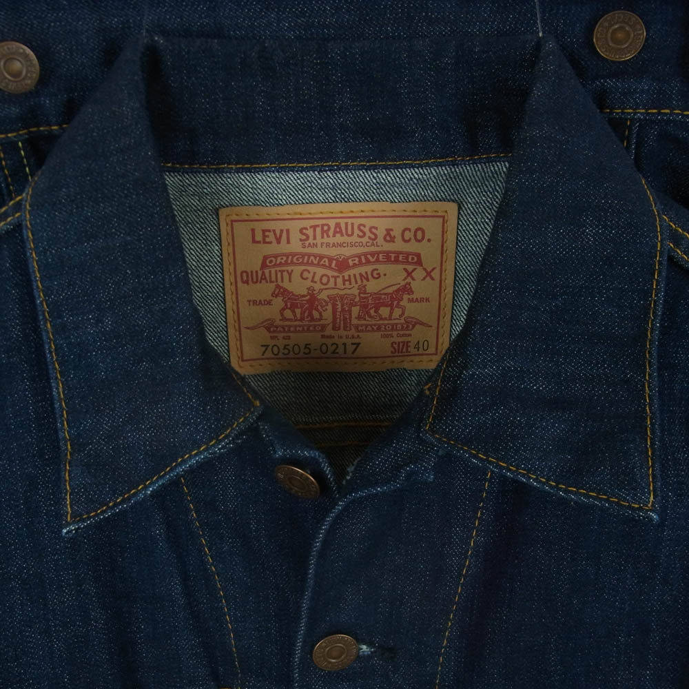 Levi's リーバイス 70505-0217 VINTAGE ヴィンテージ 90s 00s バレンシア工場製 BIGE ビックＥボタン裏刻印555 濃紺 デニム ジャケット インディゴブルー系 40【美品】【中古】