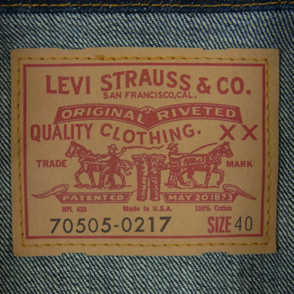 Levi's リーバイス 70505-0217 VINTAGE ヴィンテージ 90s 00s バレンシア工場製 BIGE ビックＥボタン裏刻印555 濃紺 デニム ジャケット インディゴブルー系 40【美品】【中古】