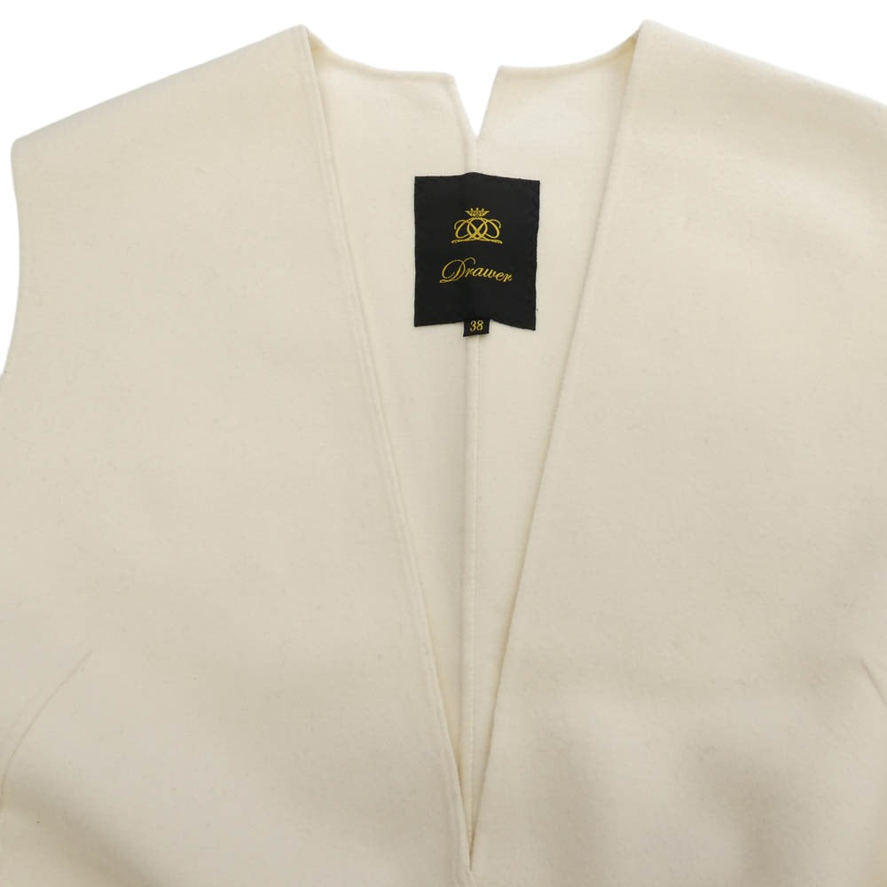 Drawer ドゥロワー 22AW 6526-299-1329 ウール ノースリーブ ロング ワンピース ベルテッドデザイン オフホワイト系 38【中古】