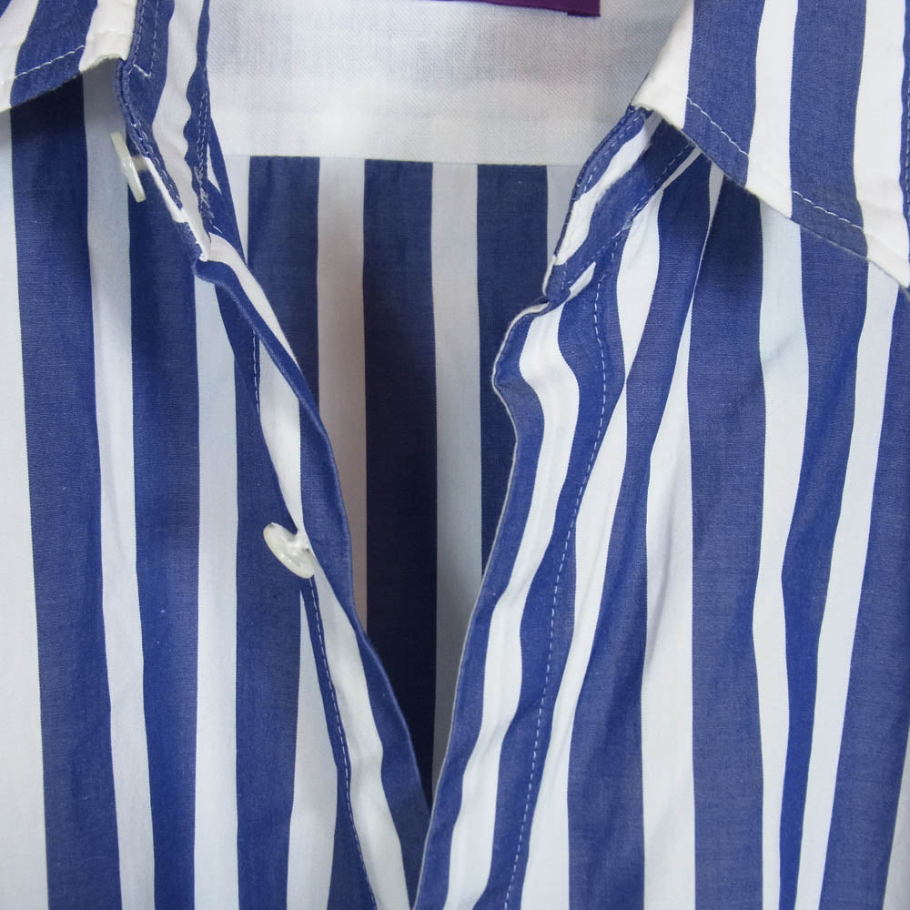 Y's Yohji Yamamoto ワイズ ヨウジヤマモト YT-B41-830 TAKESHI KOSAKA ロンドンストライプ メッシュレイヤード アシンメトリー 切替 シャツ ブルー系 2【中古】