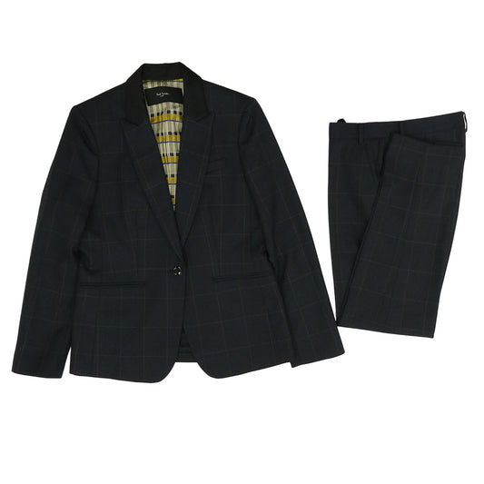 Paul Smith ポール・スミス ウール チェック セットアップ スーツ ネイビー系 42【美品】【中古】