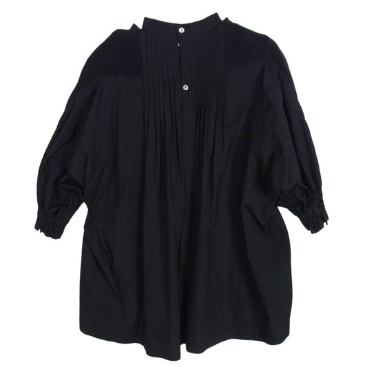 Sacai サカイ SCW-014 ニット切替 ドッキング 半袖シャツ ブラック系 1【中古】