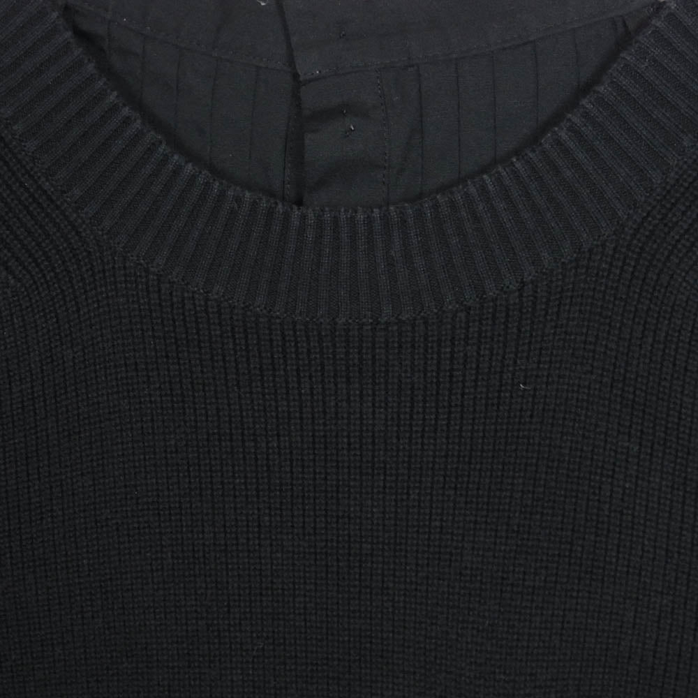 Sacai サカイ SCW-014 ニット切替 ドッキング 半袖シャツ ブラック系 1【中古】