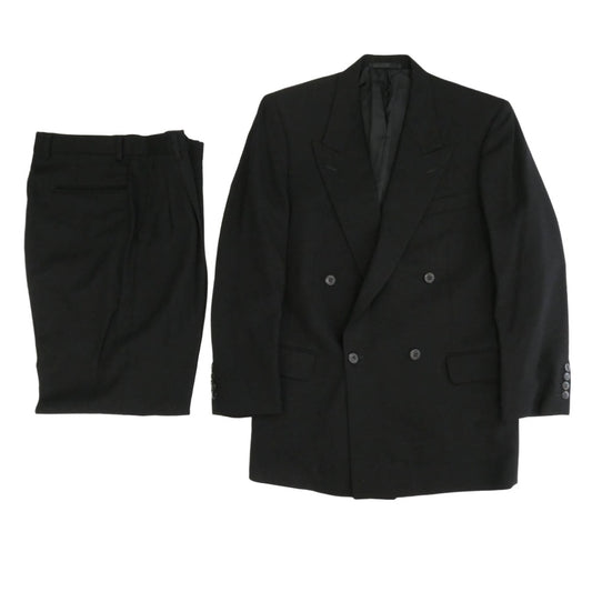 Christian Dior クリスチャンディオール CD6441 CD6791 MONSIEUR ムッシュ ウール ダブルブレスト ジャケット 2タック スラックスパンツ セットアップ ブラック系 A5/92-79-170【中古】