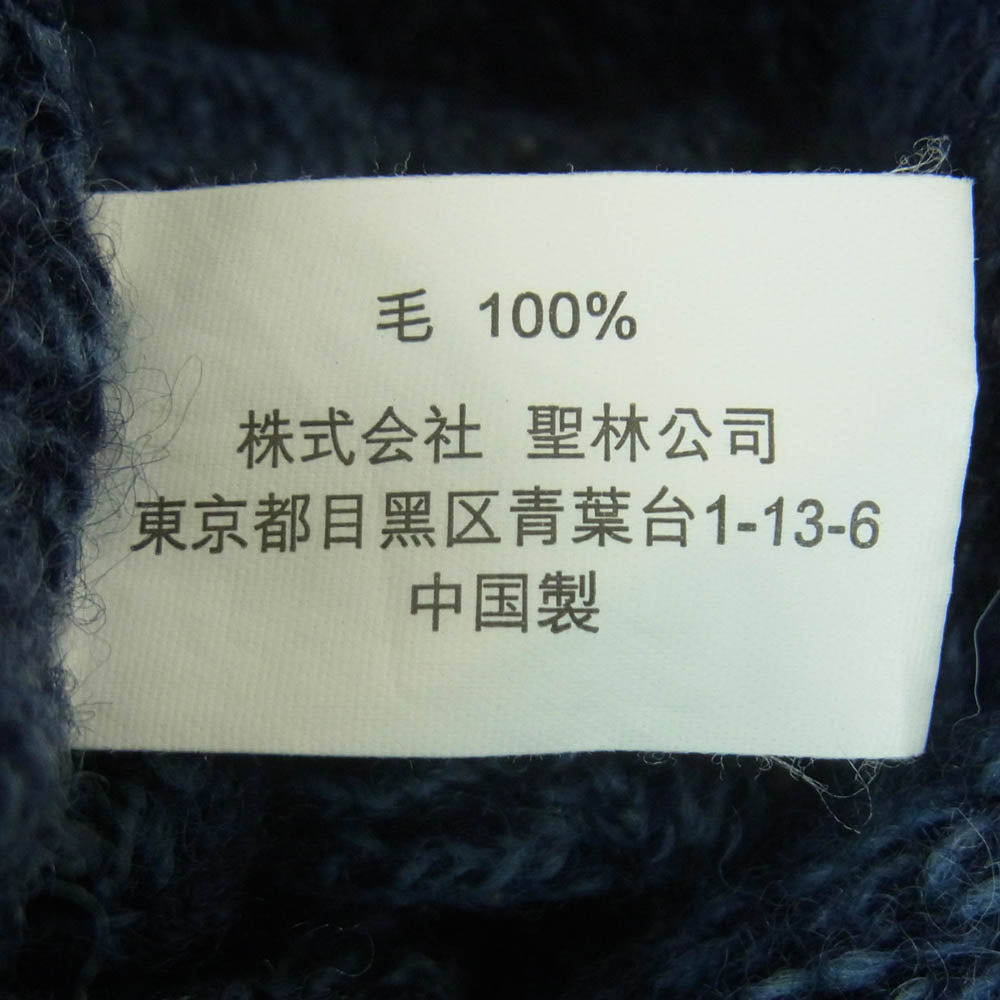 HOLLYWOOD RANCH MARKET ハリウッドランチマーケット H.R.MARKET H刺繍 シェトランド ウール ハイネック ネック ZIP ニット ブルー系 ネイビー系 M【中古】