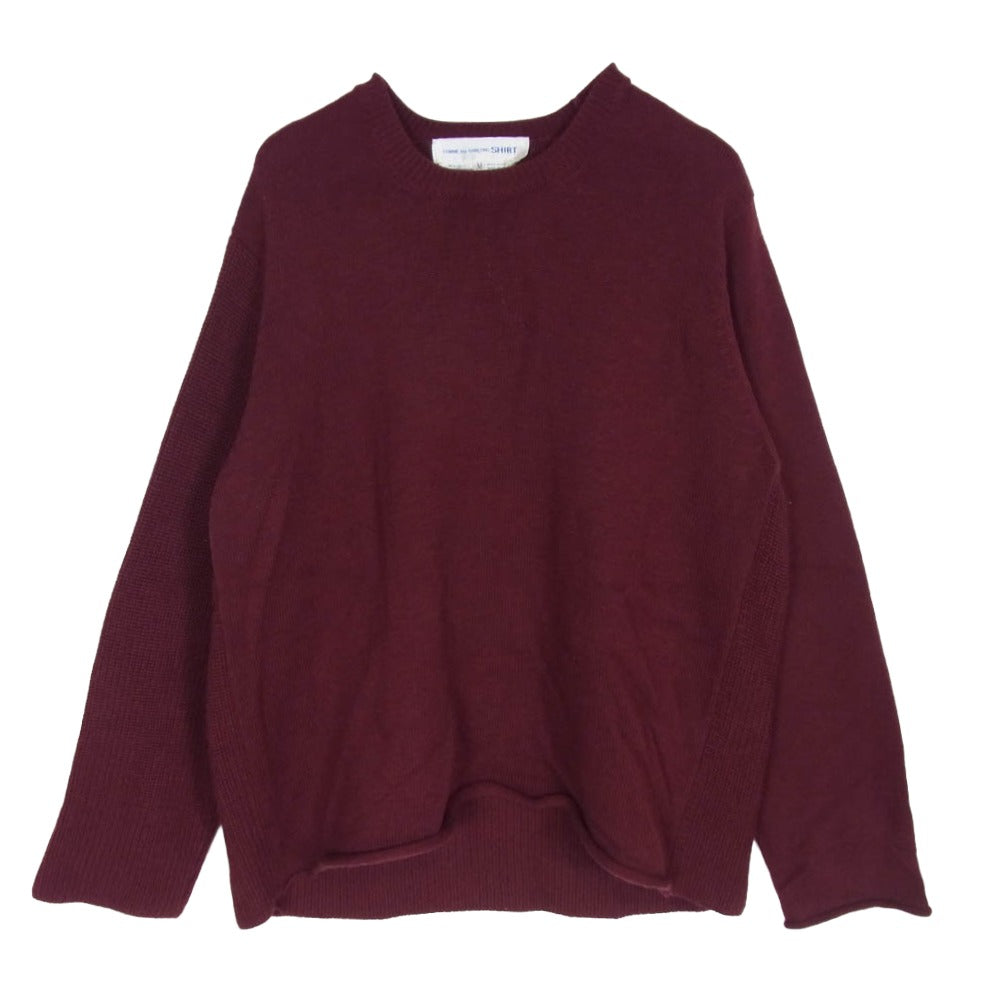COMME des GARCONS コムデギャルソン D-TK9210 90s Archive フランス製 COMME DES GARCONS SHIRT アーカイブ 2パターン編み コンビ ニット エンジ系 M【中古】