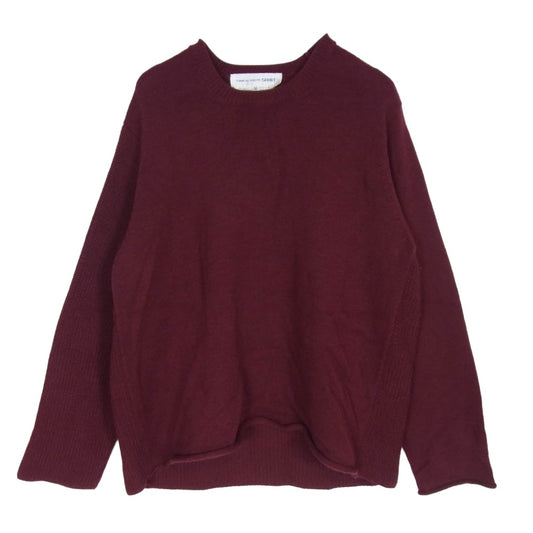 COMME des GARCONS コムデギャルソン D-TK9210 90s Archive フランス製 COMME DES GARCONS SHIRT アーカイブ 2パターン編み コンビ ニット エンジ系 M【中古】