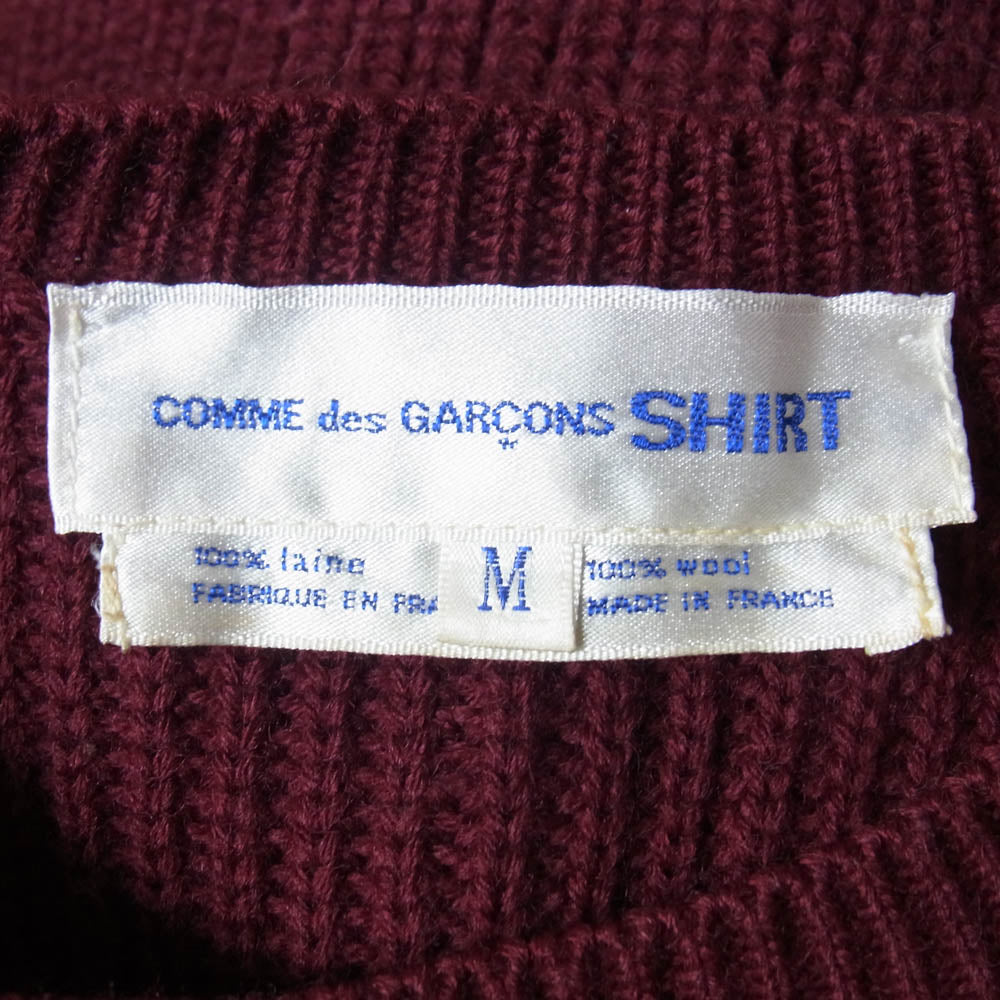 COMME des GARCONS コムデギャルソン D-TK9210 90s Archive フランス製 COMME DES GARCONS SHIRT アーカイブ 2パターン編み コンビ ニット エンジ系 M【中古】