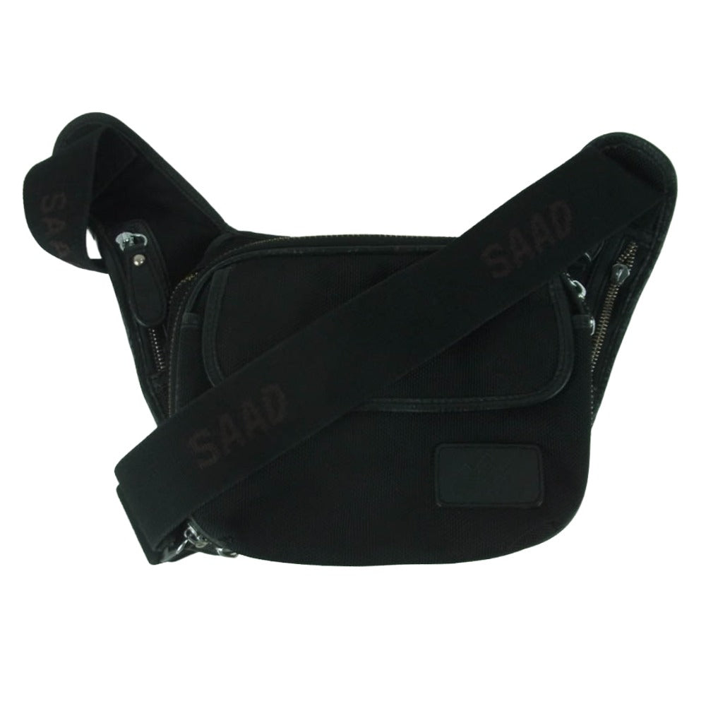 SAAD サード ロゴ刻印 レザーパッチ ウエスト バッグ ブラック系【中古】