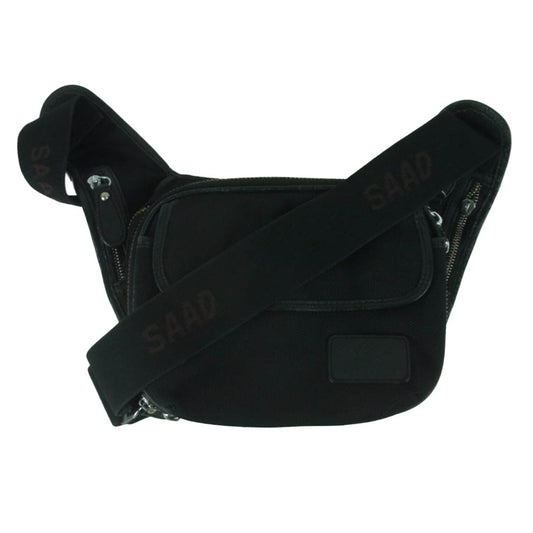 SAAD サード ロゴ刻印 レザーパッチ ウエスト バッグ ブラック系【中古】