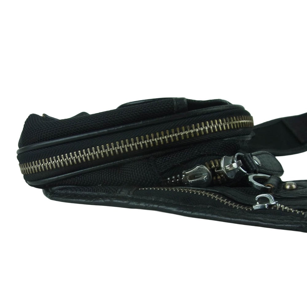 SAAD サード ロゴ刻印 レザーパッチ ウエスト バッグ ブラック系【中古】