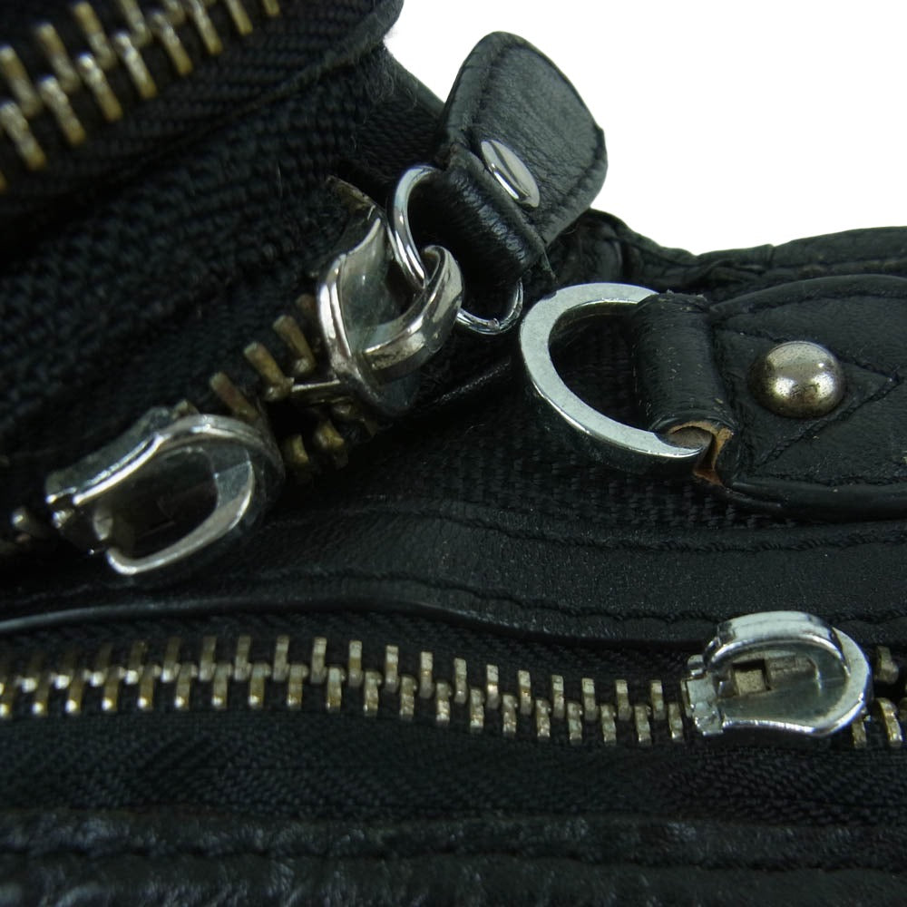 SAAD サード ロゴ刻印 レザーパッチ ウエスト バッグ ブラック系【中古】