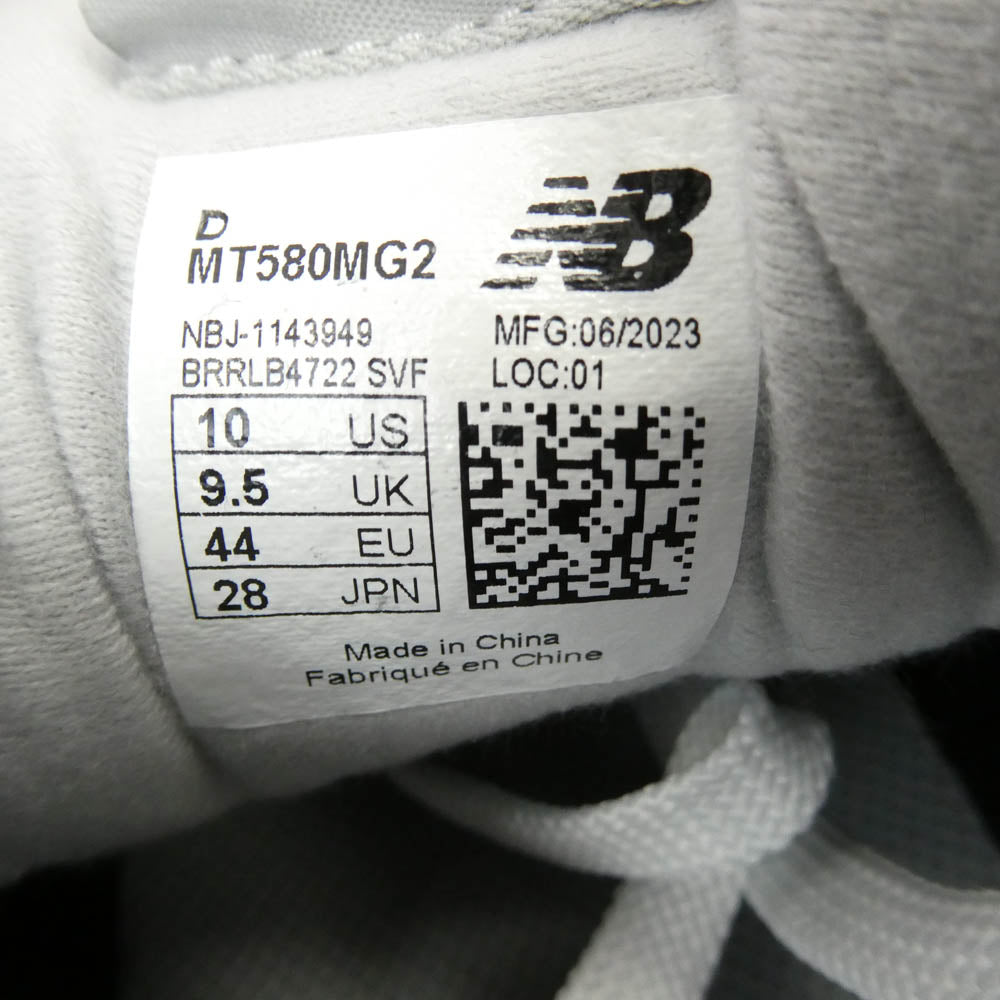 NEW BALANCE ニューバランス MT580MG2 580 Gray スエード スニーカー グレー系 28【中古】