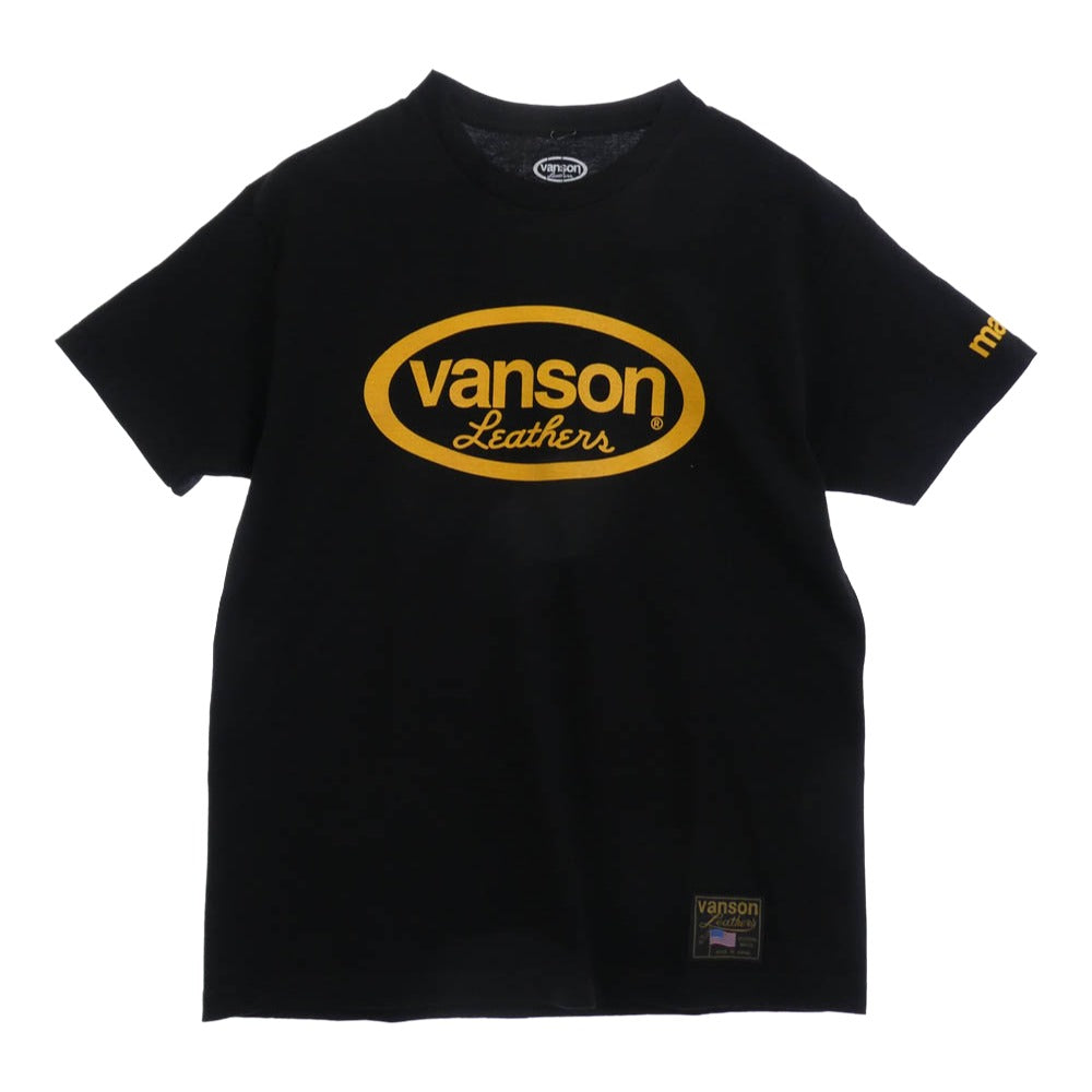 VANSON バンソン T-SHIRT S/S ロゴプリント 半袖 Tシャツ ブラック系 L【極上美品】【中古】