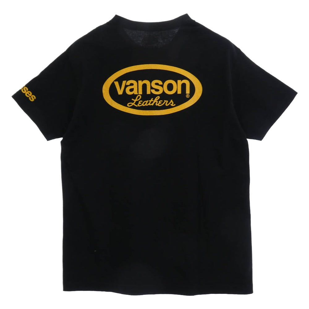 VANSON バンソン T-SHIRT S/S ロゴプリント 半袖 Tシャツ ブラック系 L【極上美品】【中古】