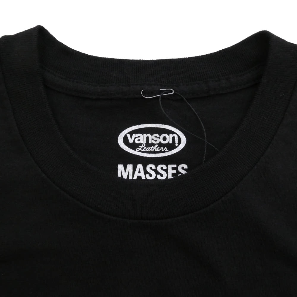 VANSON バンソン T-SHIRT S/S ロゴプリント 半袖 Tシャツ ブラック系 L【極上美品】【中古】