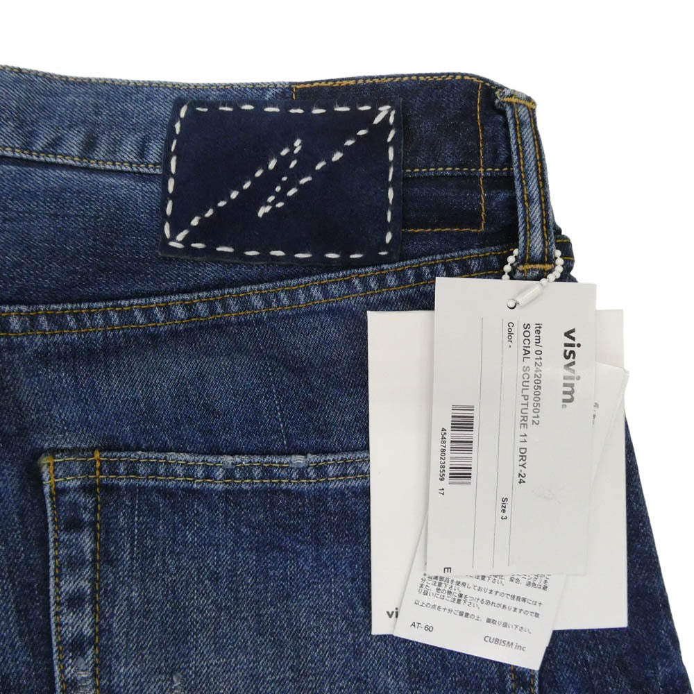 VISVIM ビズビム 24AW 0124205005012 0124205005012 SOCIAL SCULPTURE 11 DRY-24 ペンキ ウォッシュ ダメージ 加工 ボタンフライ ジーンズ デニム パンツ インディゴブルー系 3【極上美品】【中古】