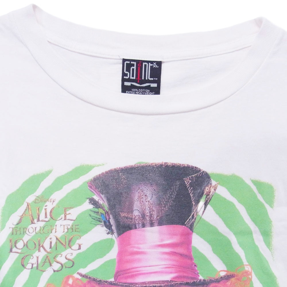 SAINT MICHAEL セントマイケル 23AW SM-A23-0000-C25 DSNY_SS TEE MAD HATTER アリスインワンダーランド マッドハッター プリント 半袖 Tシャツ ホワイト系 XXL【中古】
