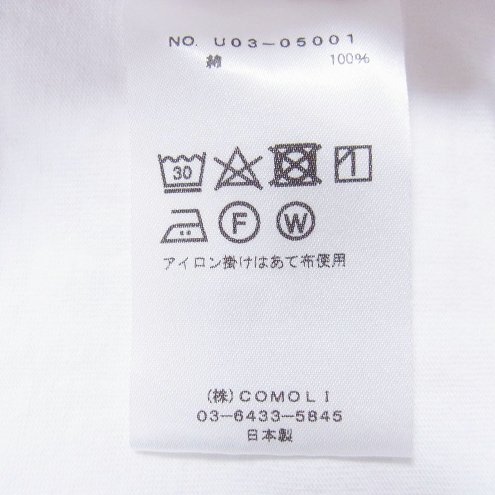 COMOLI コモリ 21AW U03-05001 フットボール Tシャツ ホワイト系 3【中古】