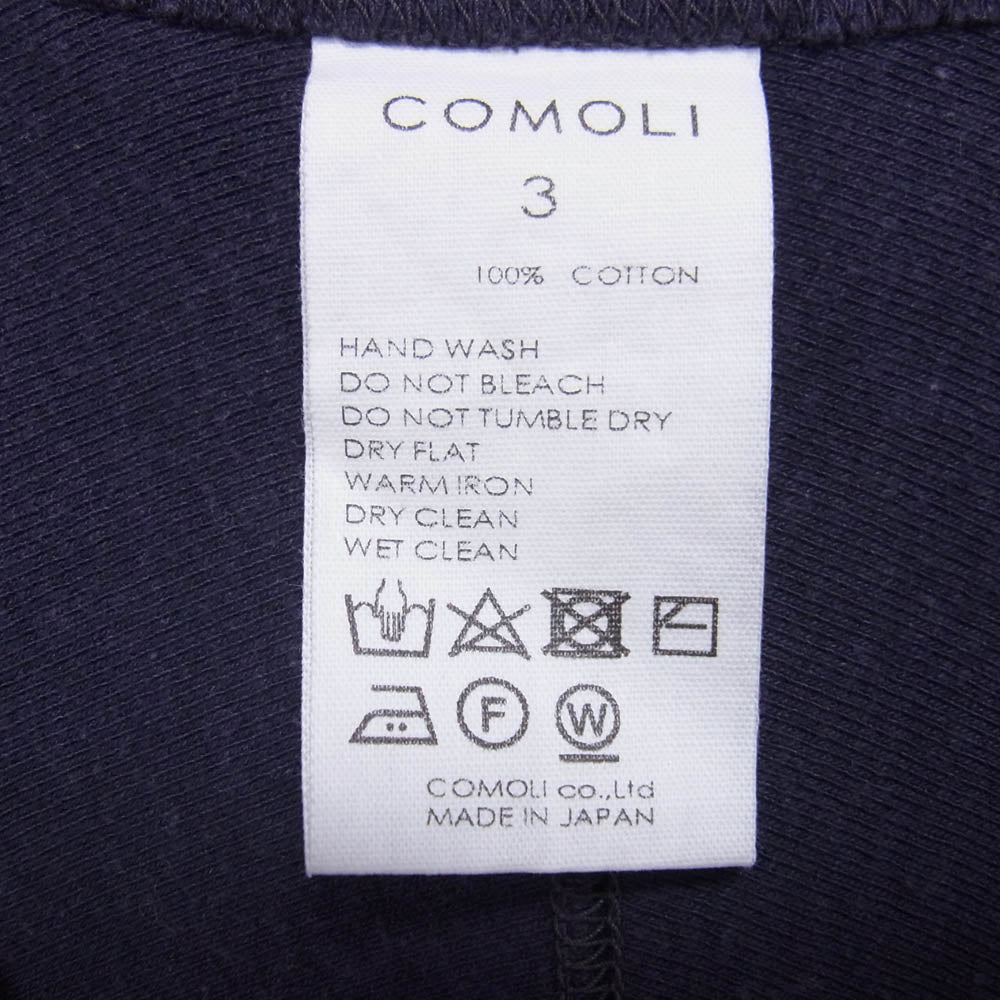 COMOLI コモリ 23SS X01-05011 コットンオーバー フライス ホッケーシャツ NAVY ネイビー系 3【中古】