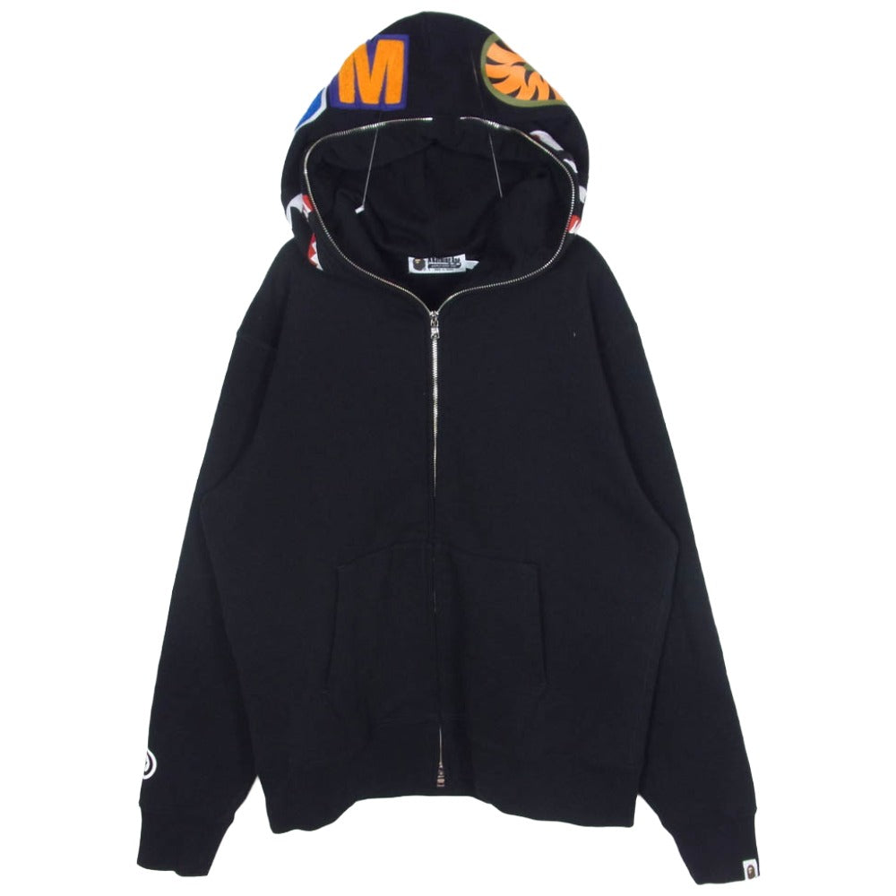 A BATHING APE アベイシングエイプ 0ZXSWM304151P SHARK FULL ZIP HOODIE シャーク フルジップ フーディ ダブルジップ スウェット パーカー ブラック系 M【中古】