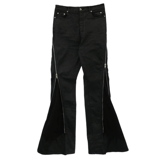Rick Owens リックオウエンス 25AW DU02E7363-SBW DRKSHDW ダークシャドウ Bolan Banana Jeans バラン バナナ サイドジップ ワックス加工 コーティング ジーンズ デニムパンツ ブラック系 33【中古】