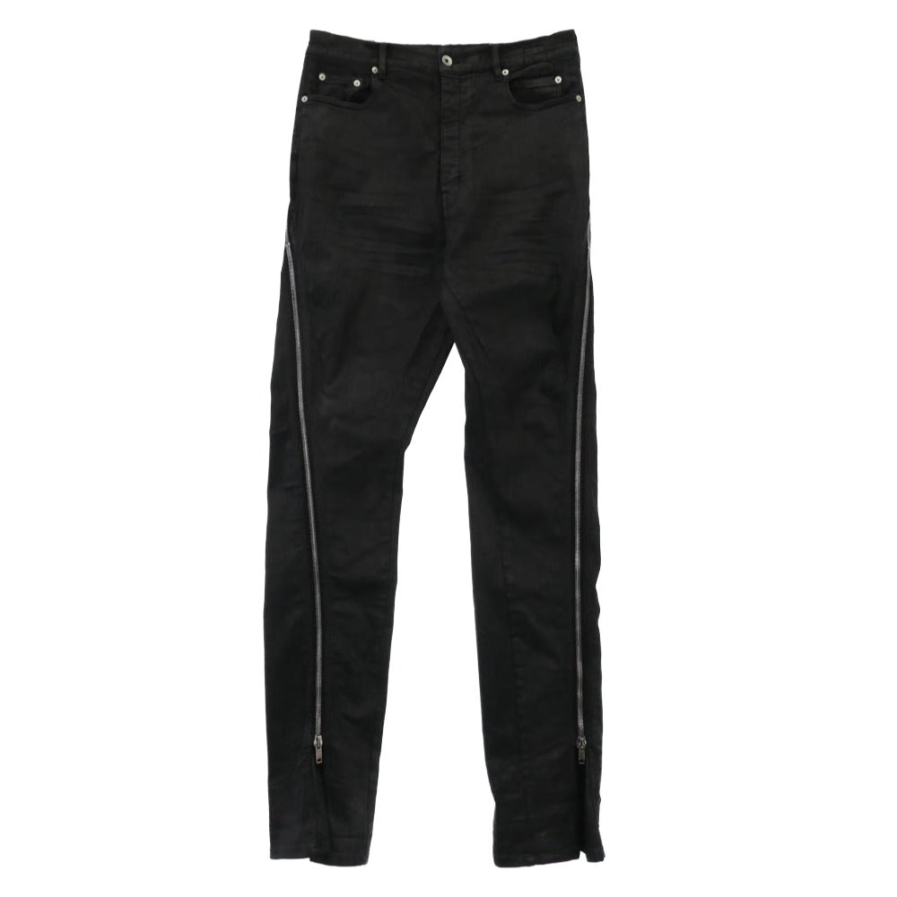 Rick Owens リックオウエンス 25AW DU02E7363-SBW DRKSHDW ダークシャドウ Bolan Banana Jeans バラン バナナ サイドジップ ワックス加工 コーティング ジーンズ デニムパンツ ブラック系 33【中古】
