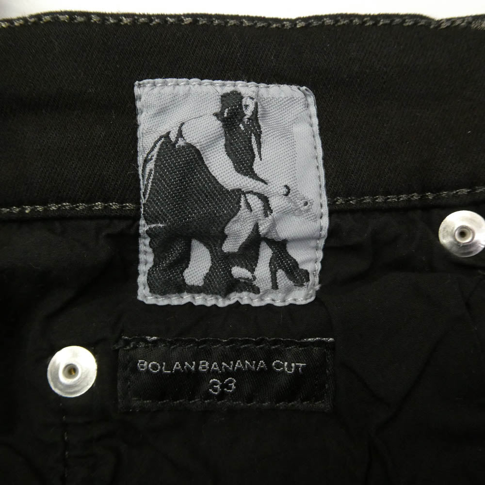 Rick Owens リックオウエンス 25AW DU02E7363-SBW DRKSHDW ダークシャドウ Bolan Banana Jeans バラン バナナ サイドジップ ワックス加工 コーティング ジーンズ デニムパンツ ブラック系 33【中古】
