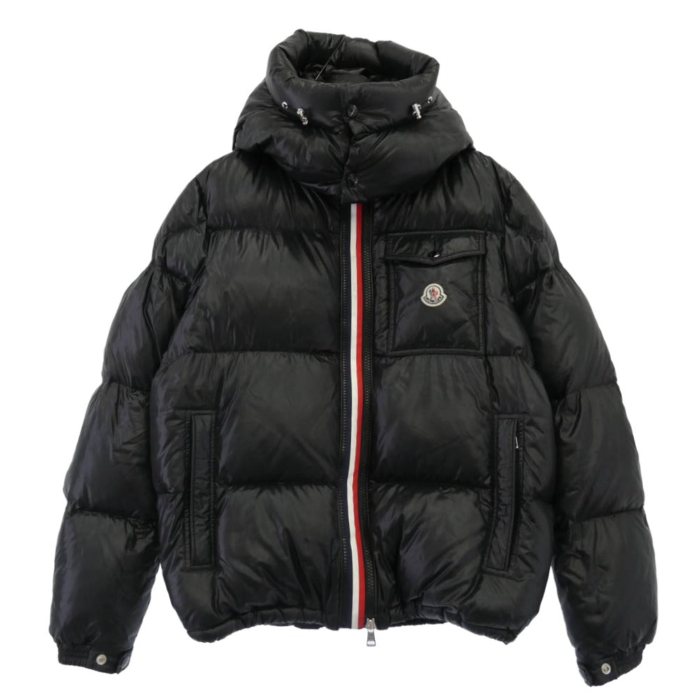 MONCLER モンクレール 24AW J20911A51X00 68950 MONTBELIARD モンベリアル ワッペン付 トリコロールライン フーデッド ダウンジャケット ブラック系 4【中古】