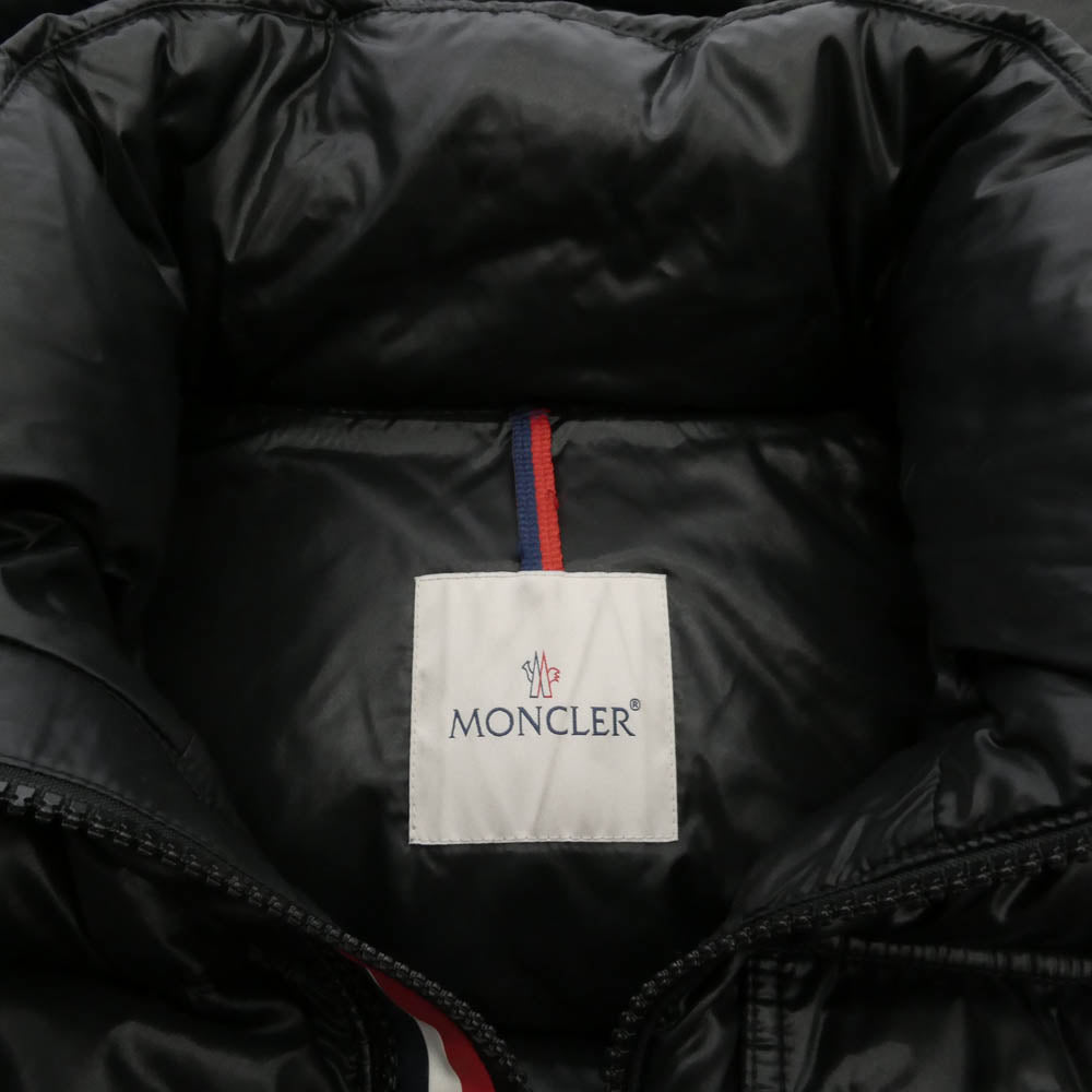 MONCLER モンクレール 24AW J20911A51X00 68950 MONTBELIARD モンベリアル ワッペン付 トリコロールライン フーデッド ダウンジャケット ブラック系 4【中古】
