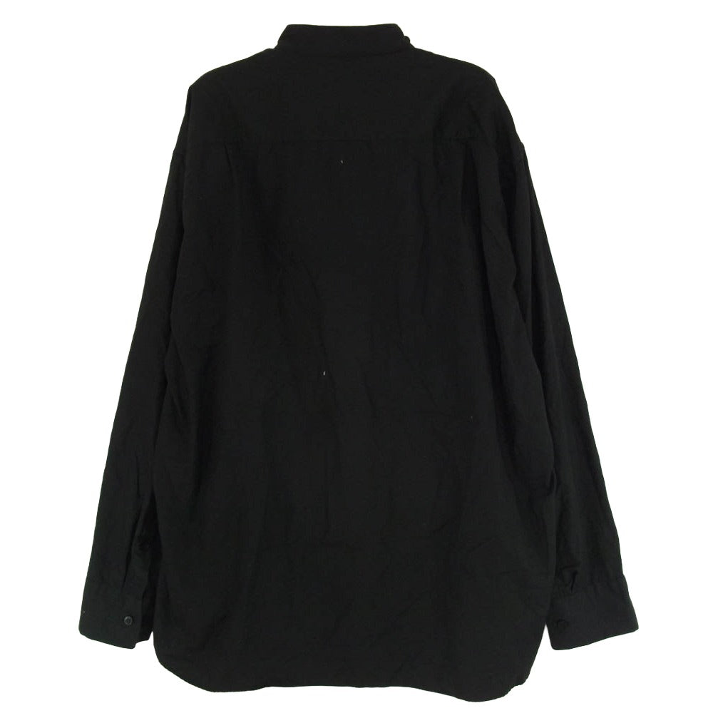 LAD MUSICIAN ラッドミュージシャン 2224-104 DIAGONAL BIG SHIRT ダイアゴナル ビッグ 長袖 バンドカラー シャツ ブラック系 44【中古】