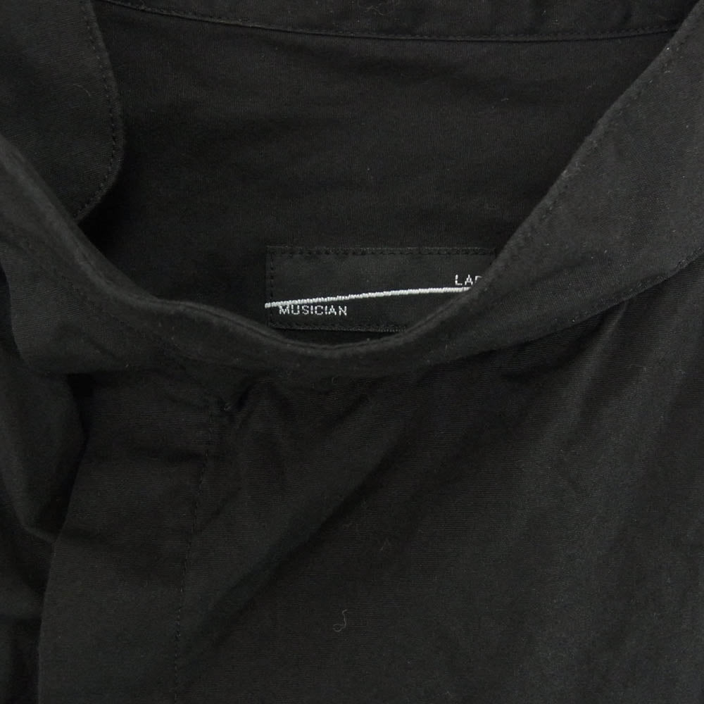LAD MUSICIAN ラッドミュージシャン 2224-104 DIAGONAL BIG SHIRT ダイアゴナル ビッグ 長袖 バンドカラー シャツ ブラック系 44【中古】