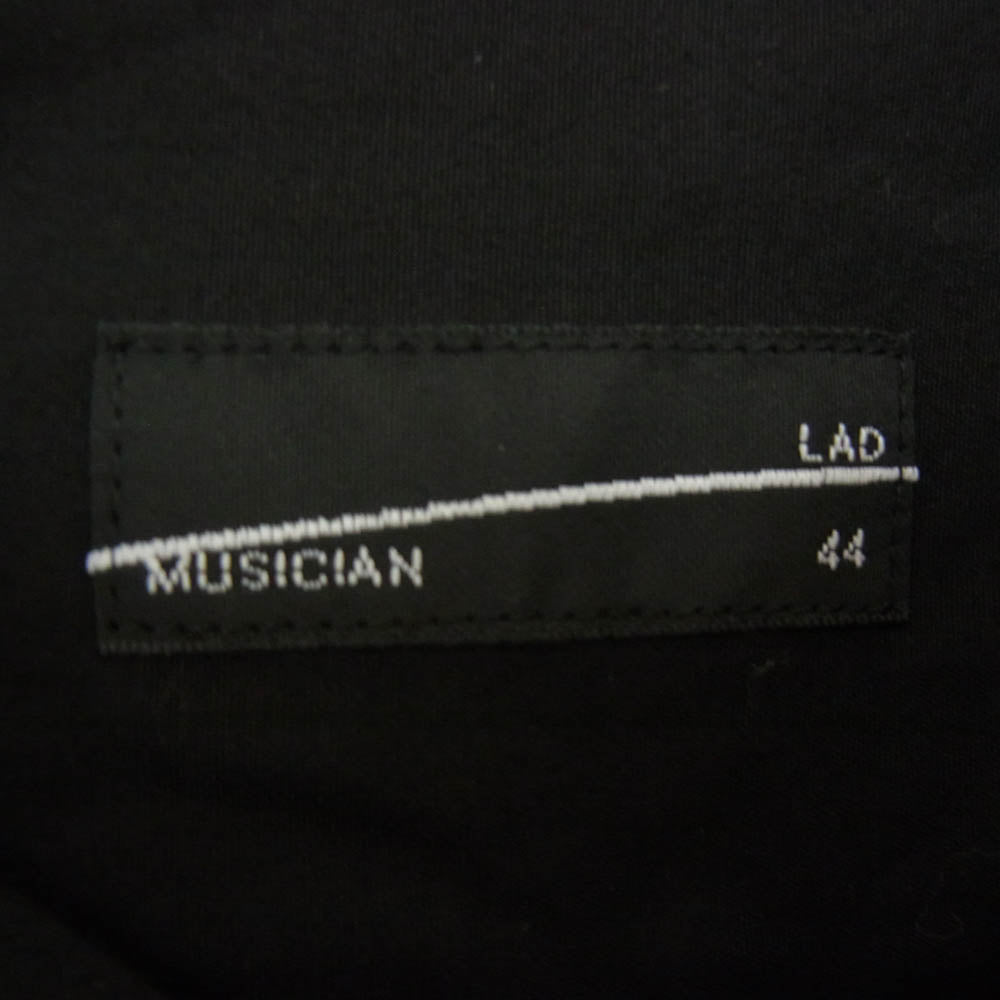 LAD MUSICIAN ラッドミュージシャン 2224-104 DIAGONAL BIG SHIRT ダイアゴナル ビッグ 長袖 バンドカラー シャツ ブラック系 44【中古】