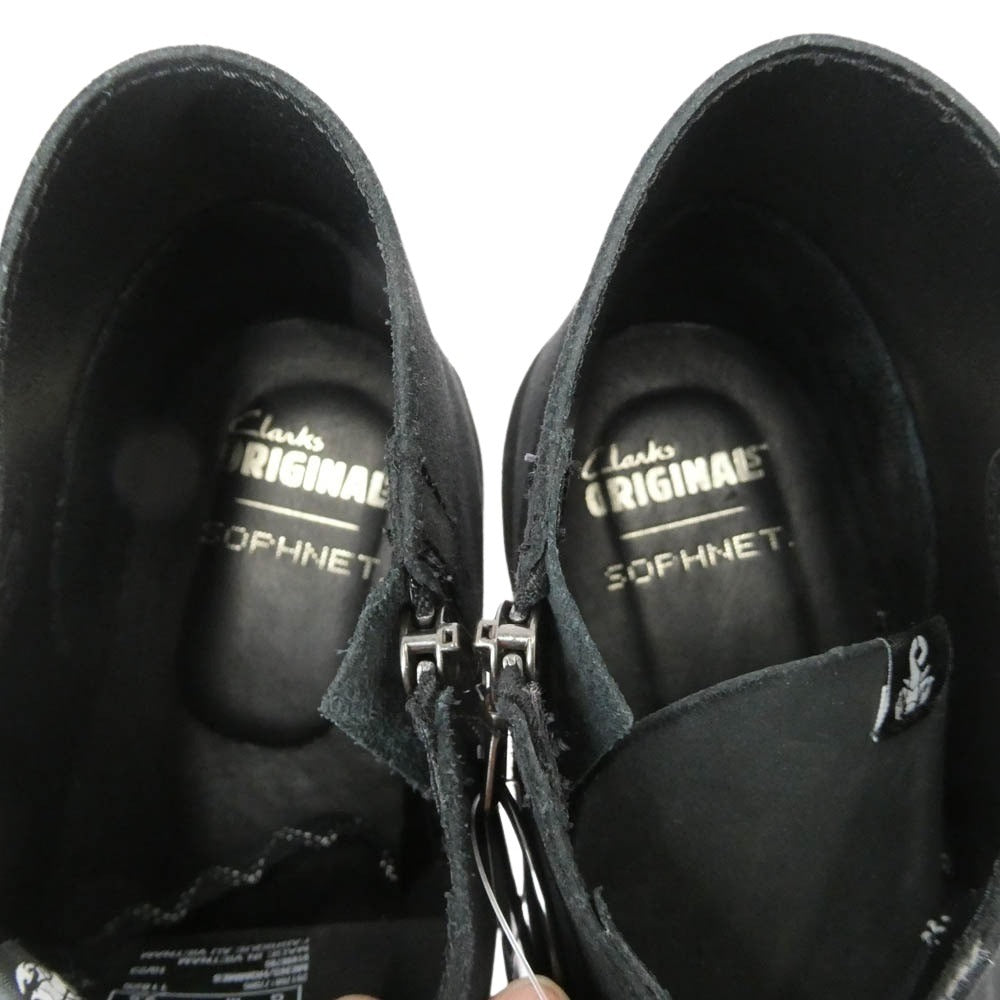 SOPHNET. ソフネット Clarks クラークス 26176817 DESERT BOOTS サイドジップ スエード デザート ブーツ ブラック系 9.5【中古】