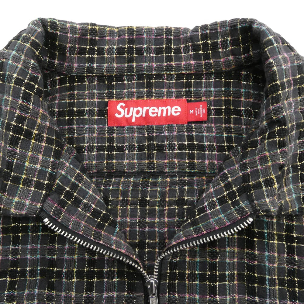 Supreme シュプリーム 25AW Metallic Plaid Zip Up Shirt Washed Black メタリック チェック ジップアップ シャツ グレー系 マルチカラー系 M【中古】