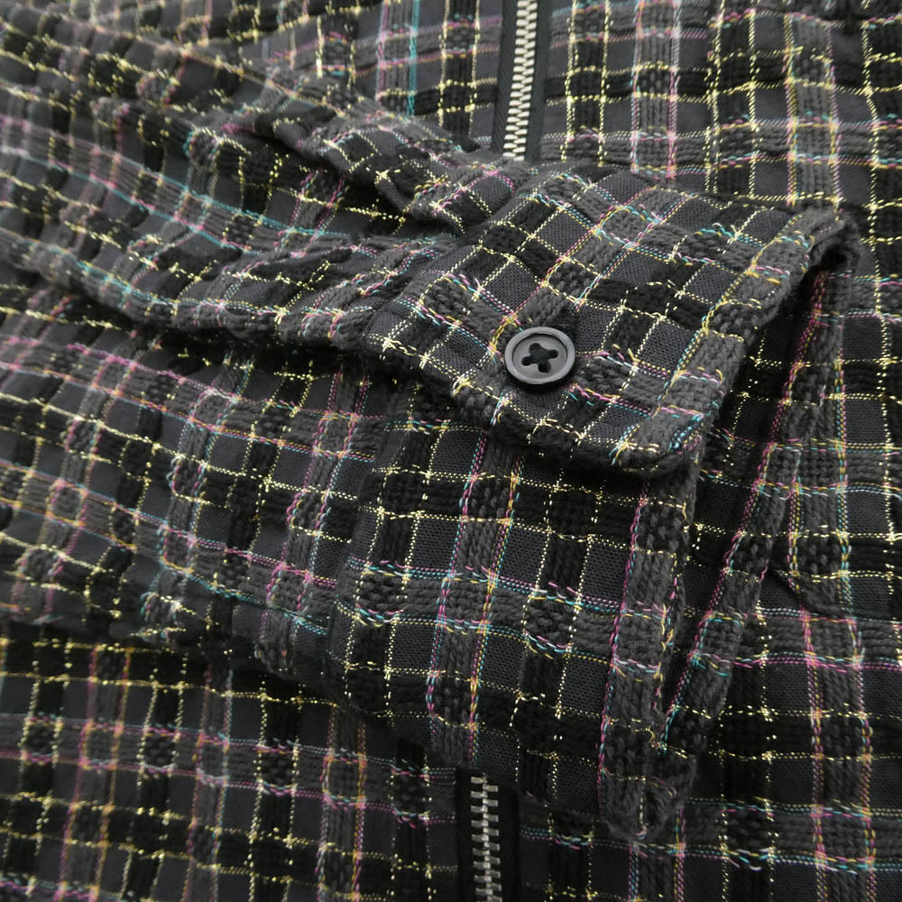Supreme シュプリーム 25AW Metallic Plaid Zip Up Shirt Washed Black メタリック チェック ジップアップ シャツ グレー系 マルチカラー系 M【中古】