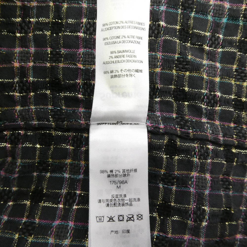 Supreme シュプリーム 25AW Metallic Plaid Zip Up Shirt Washed Black メタリック チェック ジップアップ シャツ グレー系 マルチカラー系 M【中古】