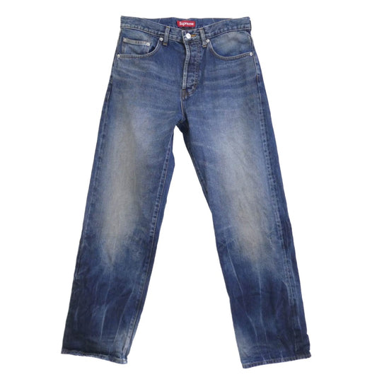 Supreme シュプリーム Distressed Loose Fit Selvedge Jean ルーズフィット セルビッチ デニム パンツ インディゴブルー系 30【中古】