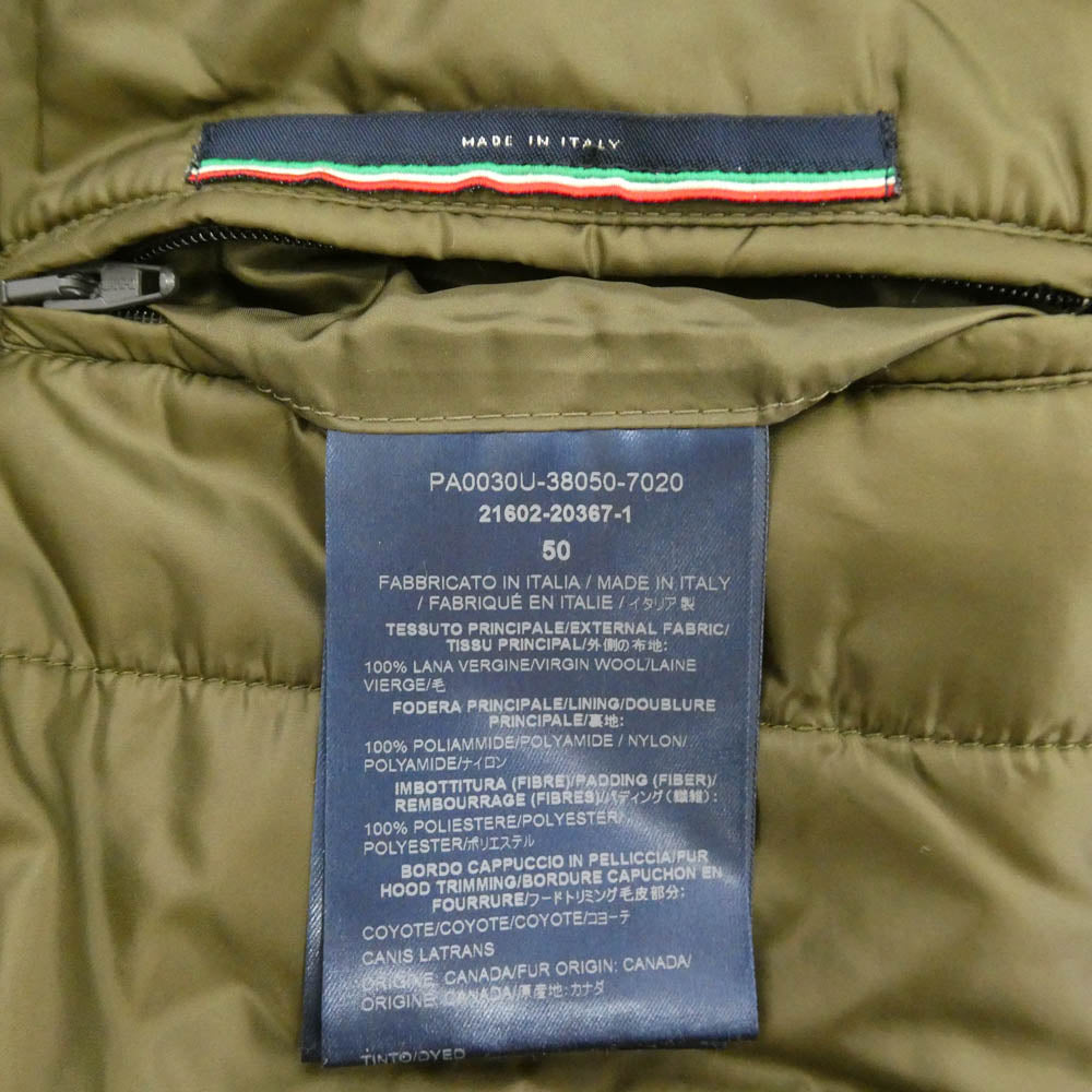 Herno ヘルノ PA0030U-38050-7020 ウール ファーフーデッド コート 裏地中綿 マルチカラー系 50【中古】