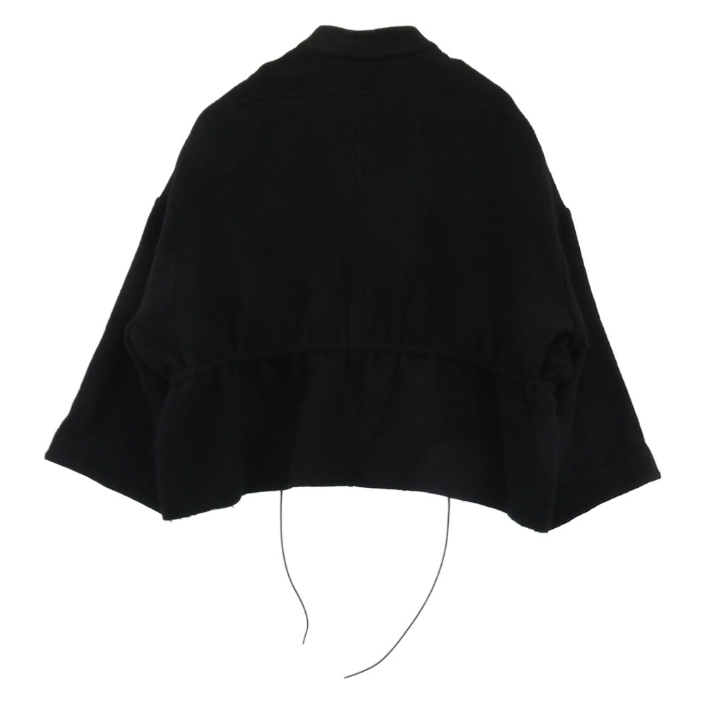 Rick Owens リックオウエンス 23AW RP02C1734-WFN Giacca Sail Jacket レザードローストリング ウール ジャケット ブラック系 ONE SIZE【中古】