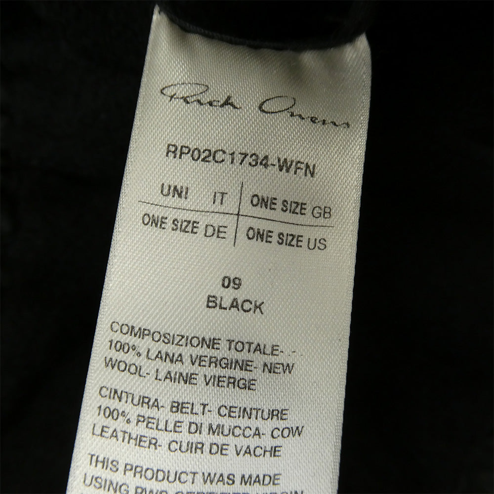 Rick Owens リックオウエンス 23AW RP02C1734-WFN Giacca Sail Jacket レザードローストリング ウール ジャケット ブラック系 ONE SIZE【中古】