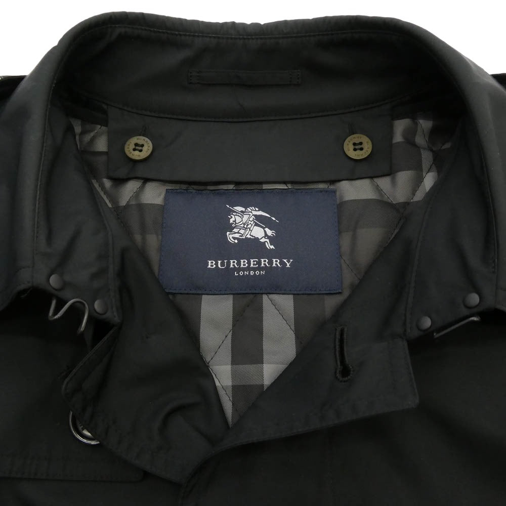 BURBERRY LONDON バーバリー ロンドン A1A51-396-09 着脱式キルティングライナー付き 撥水加工 裏地ノバチェック シングル トレンチコート ブラック系 L【中古】