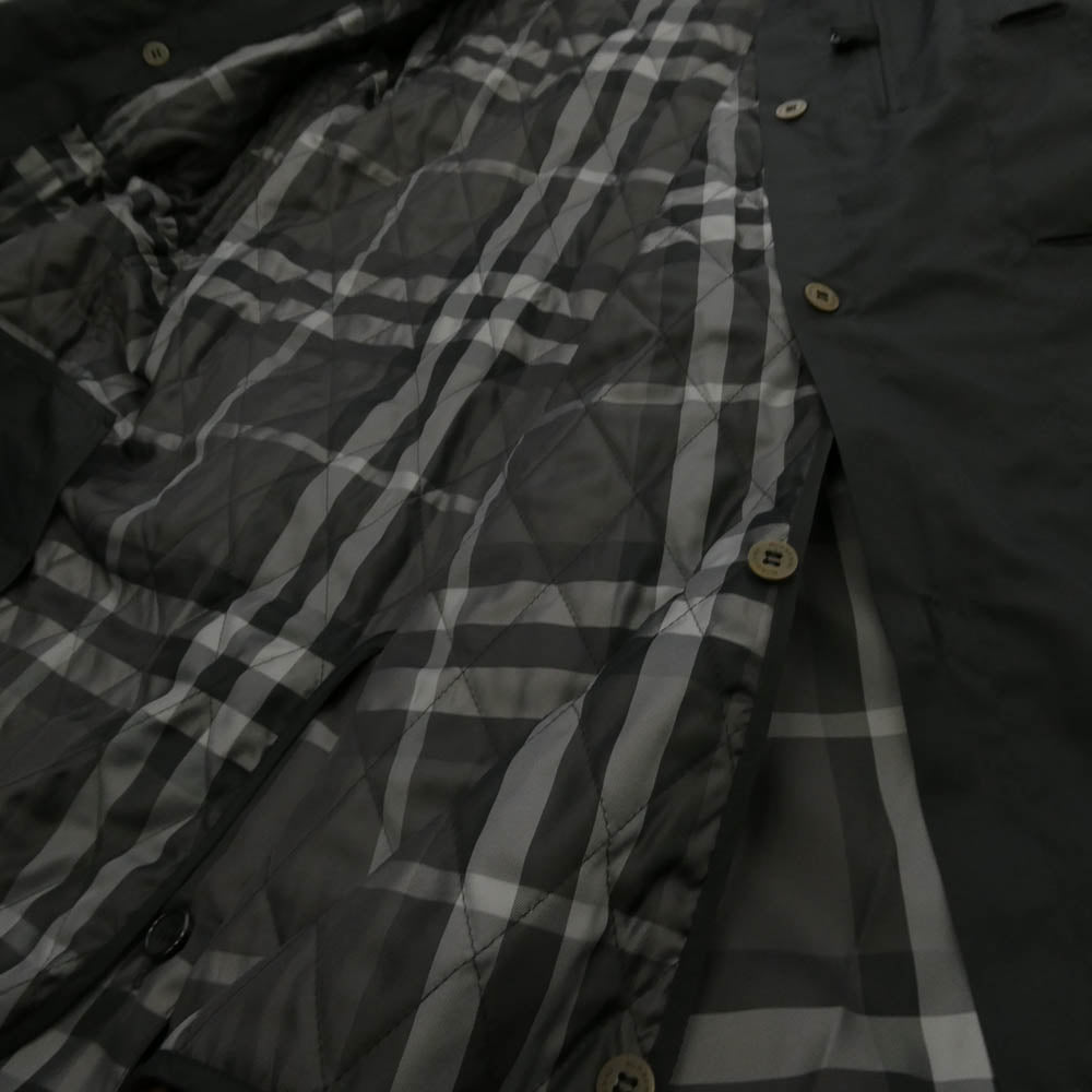 BURBERRY LONDON バーバリー ロンドン A1A51-396-09 着脱式キルティングライナー付き 撥水加工 裏地ノバチェック シングル トレンチコート ブラック系 L【中古】