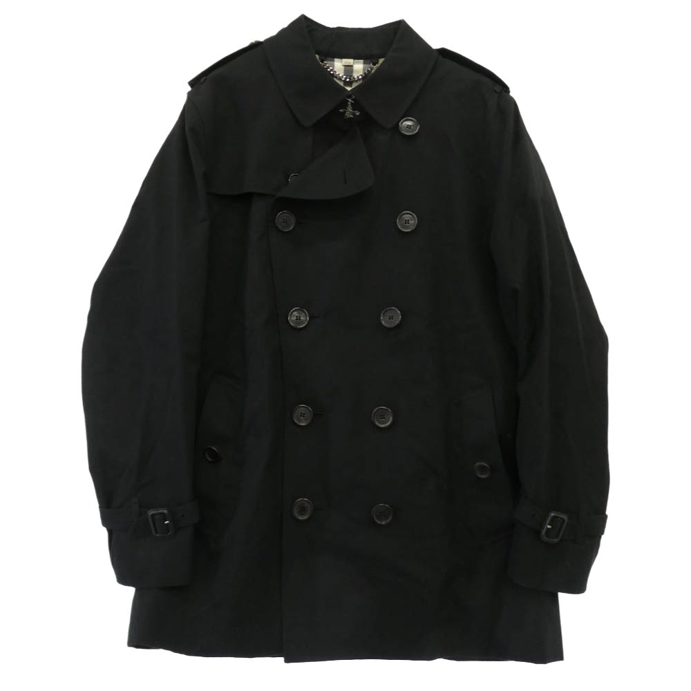 BURBERRY LONDON バーバリー ロンドン KENSINGTON ケンジントン ノバチェック トレンチコート ブラック系 50【中古】