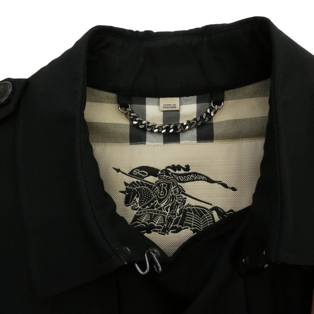 BURBERRY LONDON バーバリー ロンドン KENSINGTON ケンジントン ノバチェック トレンチコート ブラック系 50【中古】