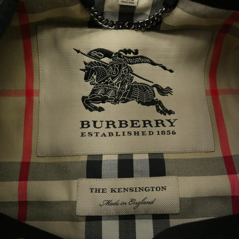 BURBERRY LONDON バーバリー ロンドン KENSINGTON ケンジントン ノバチェック トレンチコート ブラック系 50【中古】